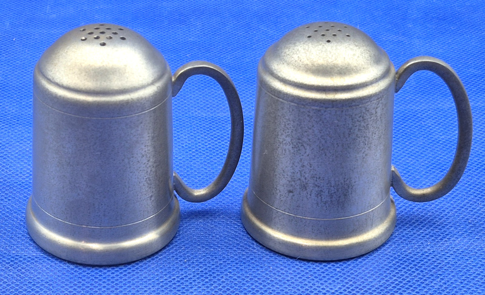 Vintage Kirk Pewter Miniature Mug S&P Shakers By Hanle 2.5" Tall